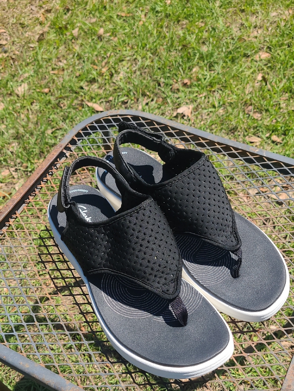 Clarks Black Women's Sandal Thong Slingback Size 10w